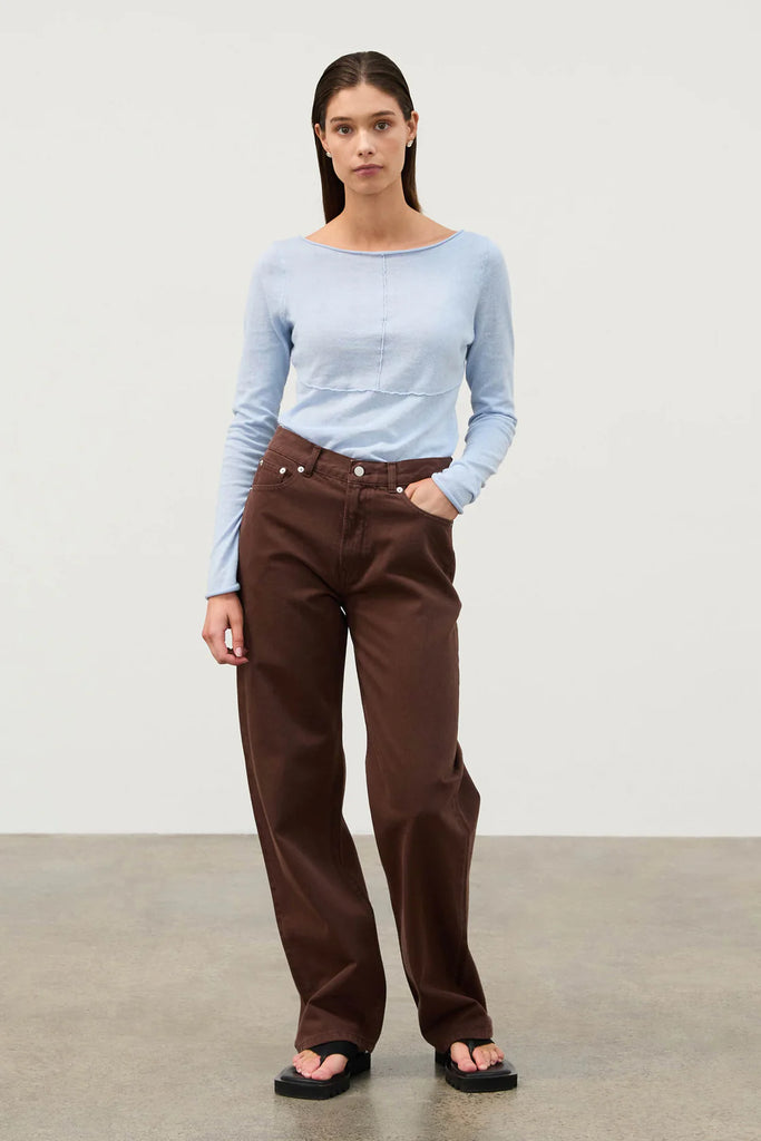 Zulu & Zephyr- Panelled Long Sleeve Knit Top- Powder Blue