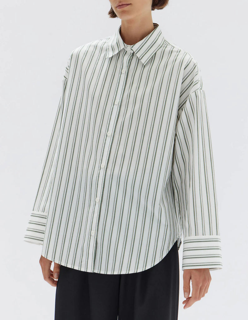 Assembly - Tala Poplin Forest Stripe Shirt - Forest Stripe
