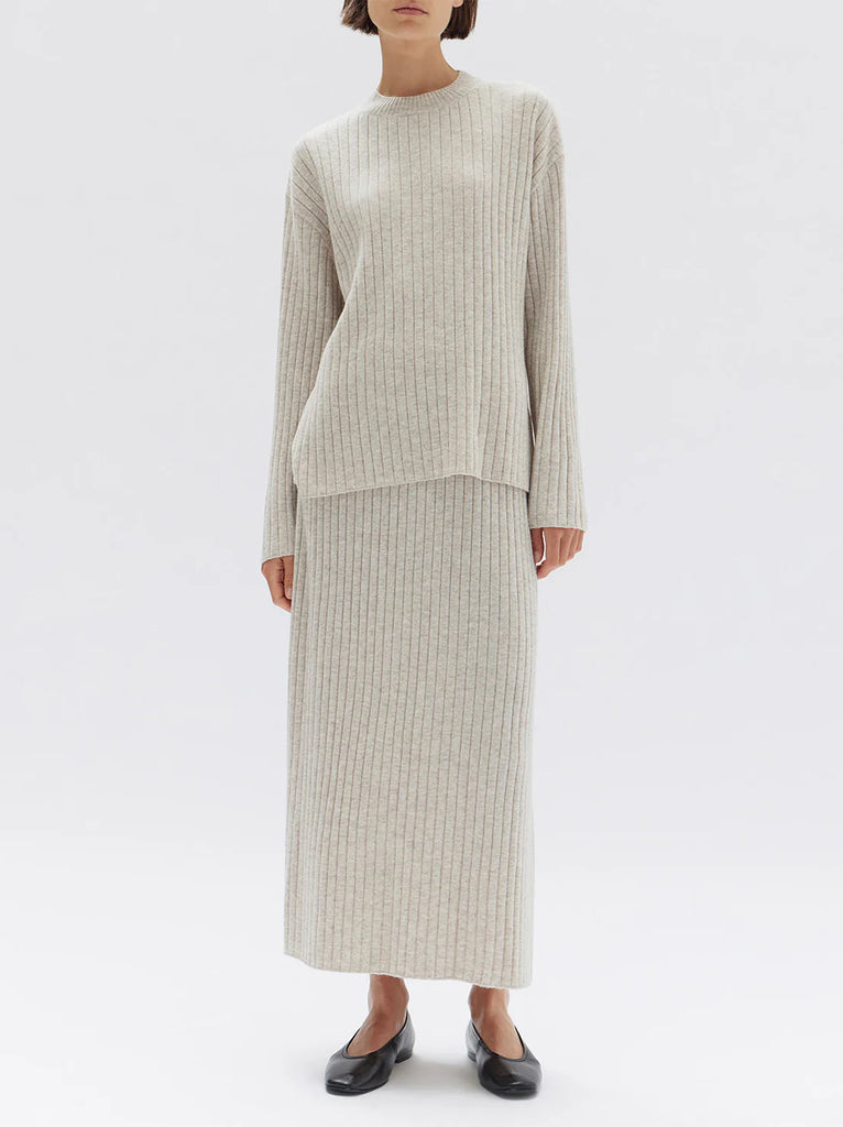 Assembly- Wool Cashmere Rib Skirt - Oat Marle