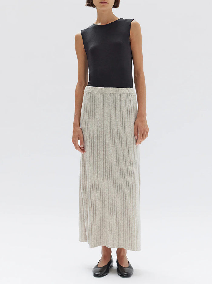 Assembly- Wool Cashmere Rib Skirt - Oat Marle