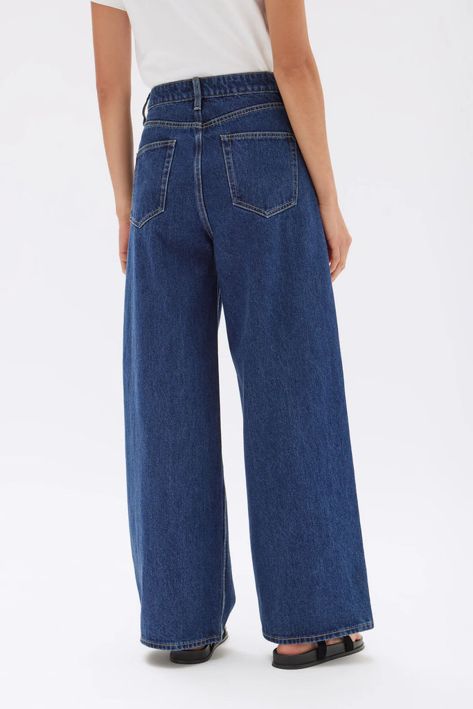 Slack Pleat Wide Leg Jean- Heritage Blue- Assembly Label