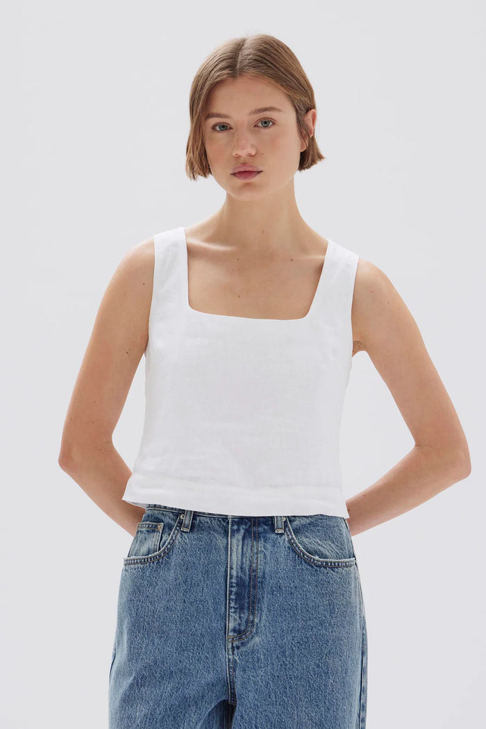 Georgina Linen Top White- Assembly Label