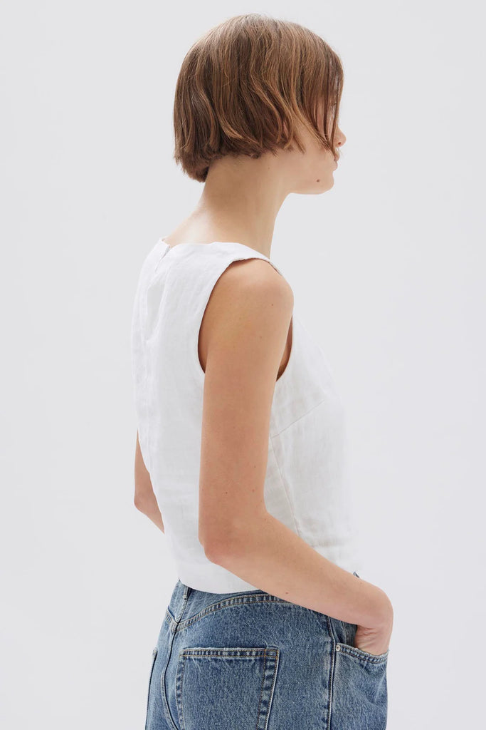 Georgina Linen Top White- Assembly Label