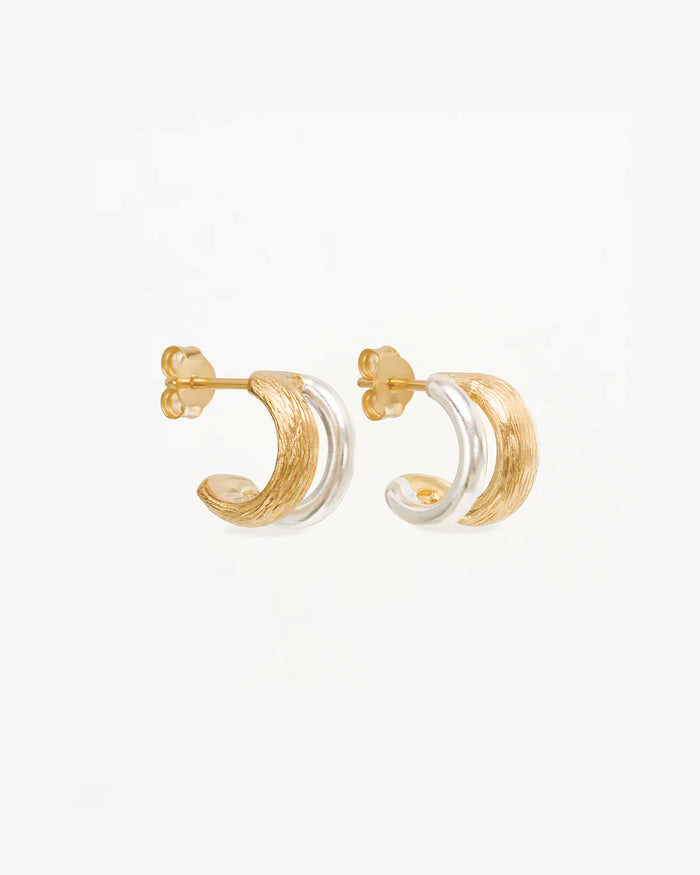 By Charlotte - Two-Tone Shield Earrings - 18k Gold Vermeil