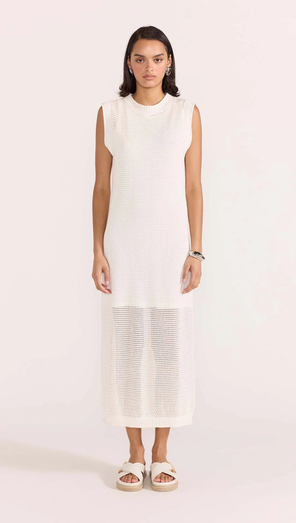 Staple - Wave Open Knit Midi Dress - White
