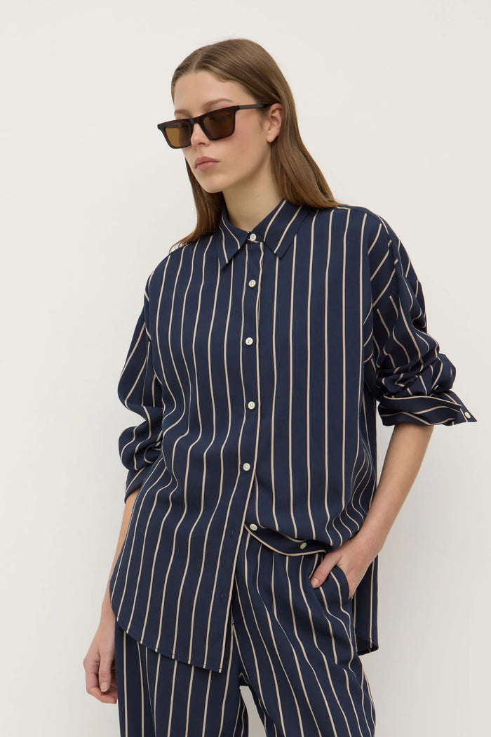 Assembly -  Colleen Stripe Navy/Tan L/S Shirt