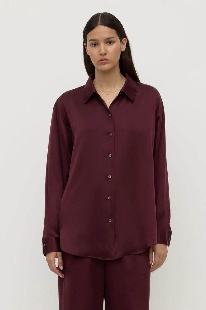 Assembly - Pippa Silk Long Sleeve Shirt - Merlot