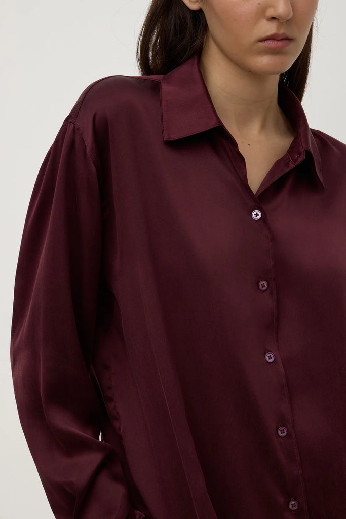 Assembly - Pippa Silk Long Sleeve Shirt - Merlot
