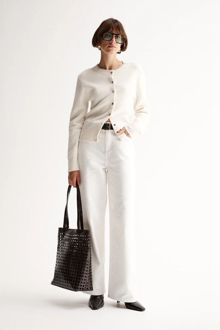 Elka - Saschia Knit Cardigan -White Marle