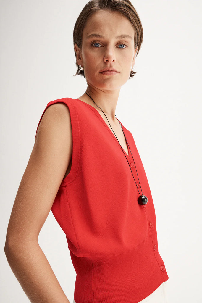 Elka - Halifax Knit Vest - Red