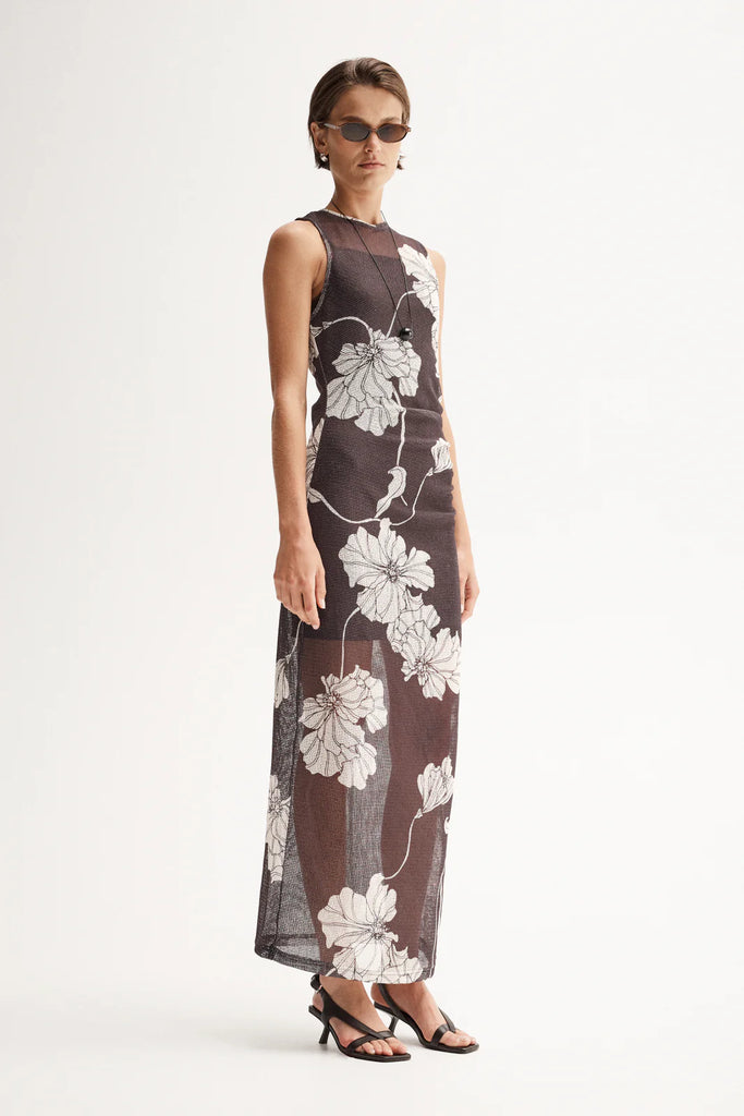 Elka - Lilian Maxi Dress - Chocolate Floral Print