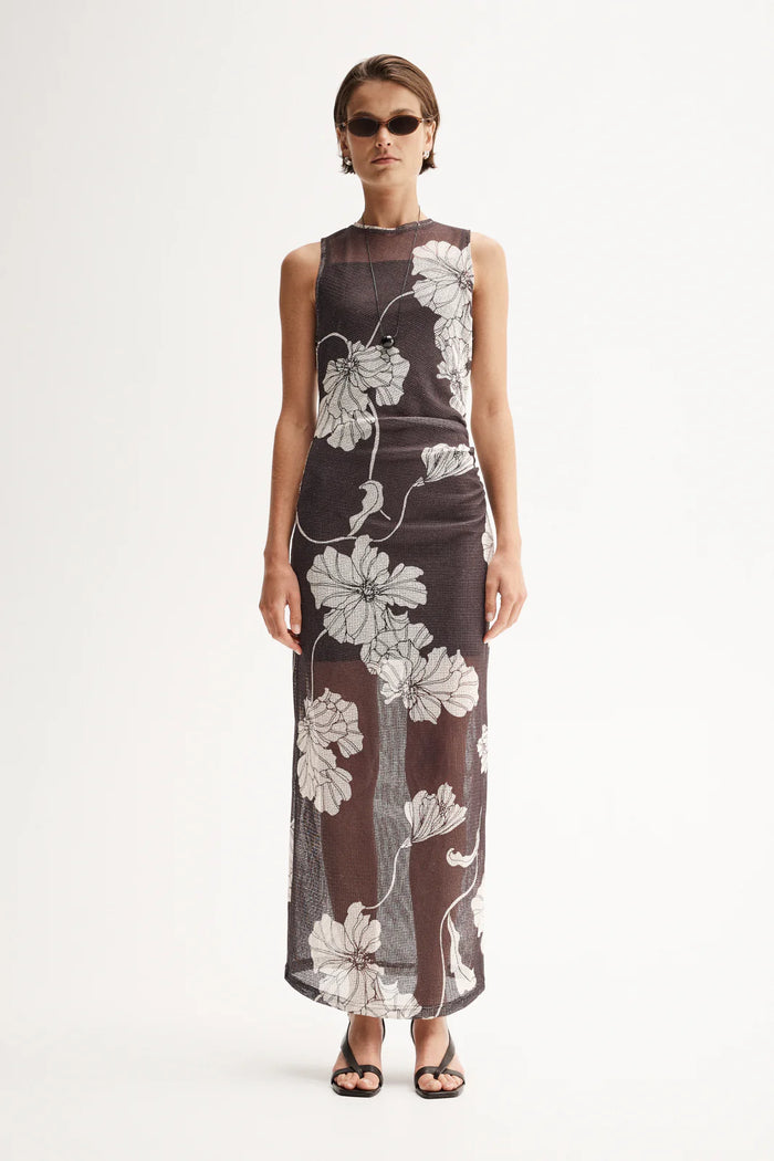 Elka - Lilian Maxi Dress - Chocolate Floral Print