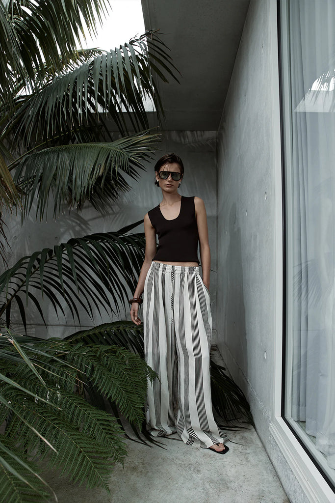 Elka - Milo Stripe Pant - Chocolate Stripe