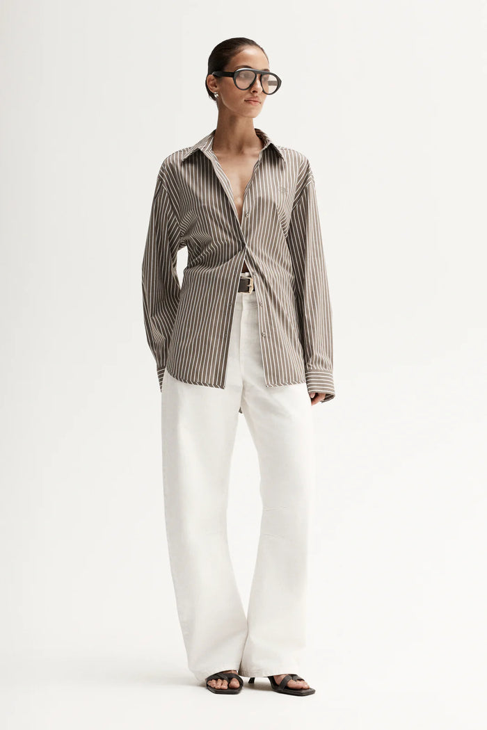 Elka - Emry Stripe Shirt - Taupe Stripe