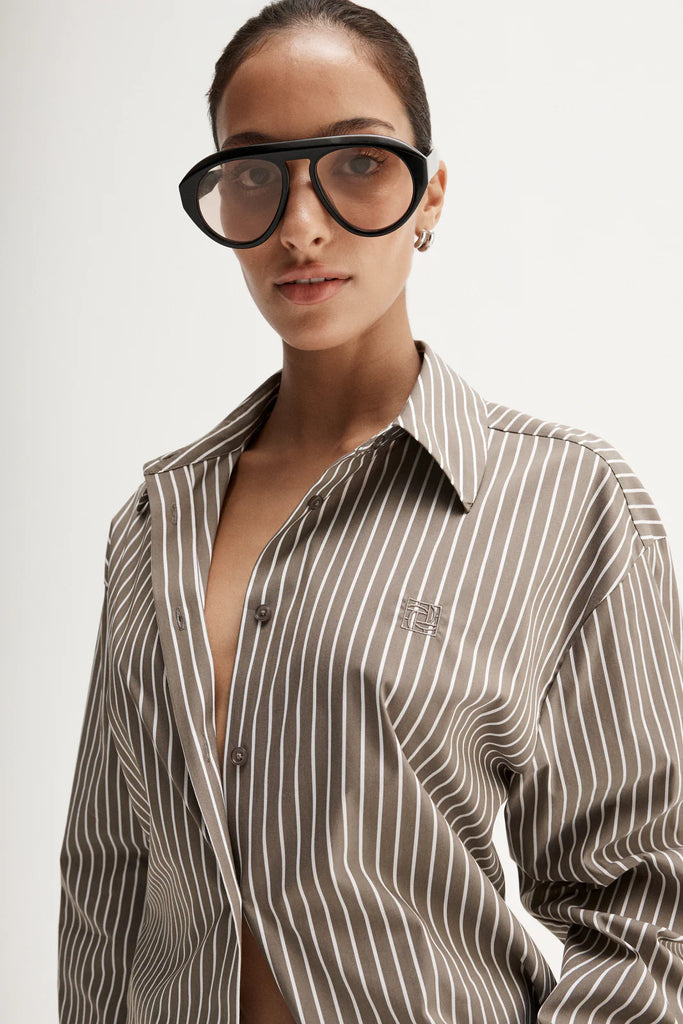 Elka - Emry Stripe Shirt - Taupe Stripe