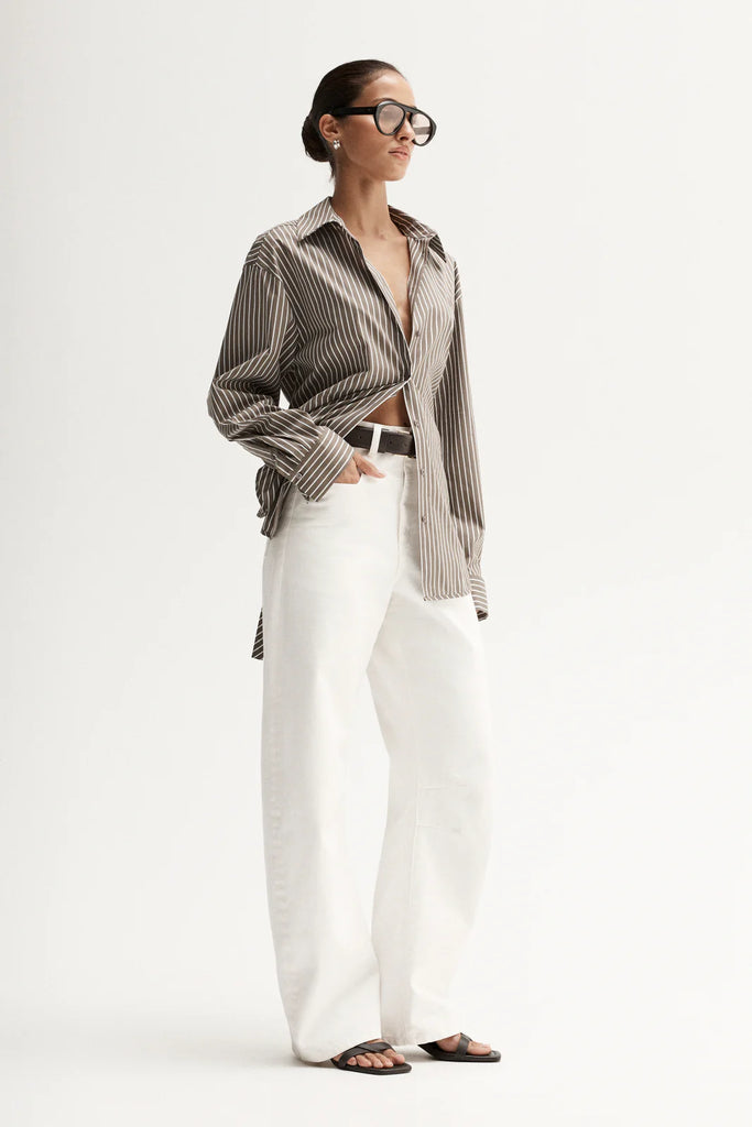 Elka - Emry Stripe Shirt - Taupe Stripe