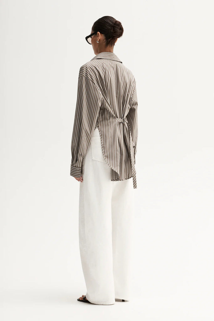 Elka - Emry Stripe Shirt - Taupe Stripe