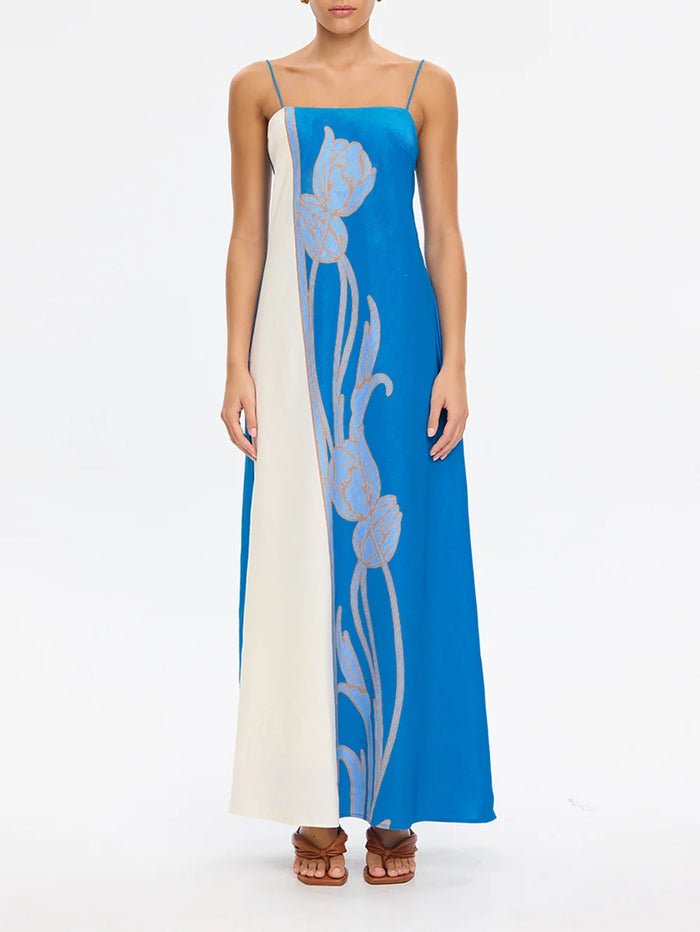 Kivari- Fleur Maxi Dress- Blue Ivory