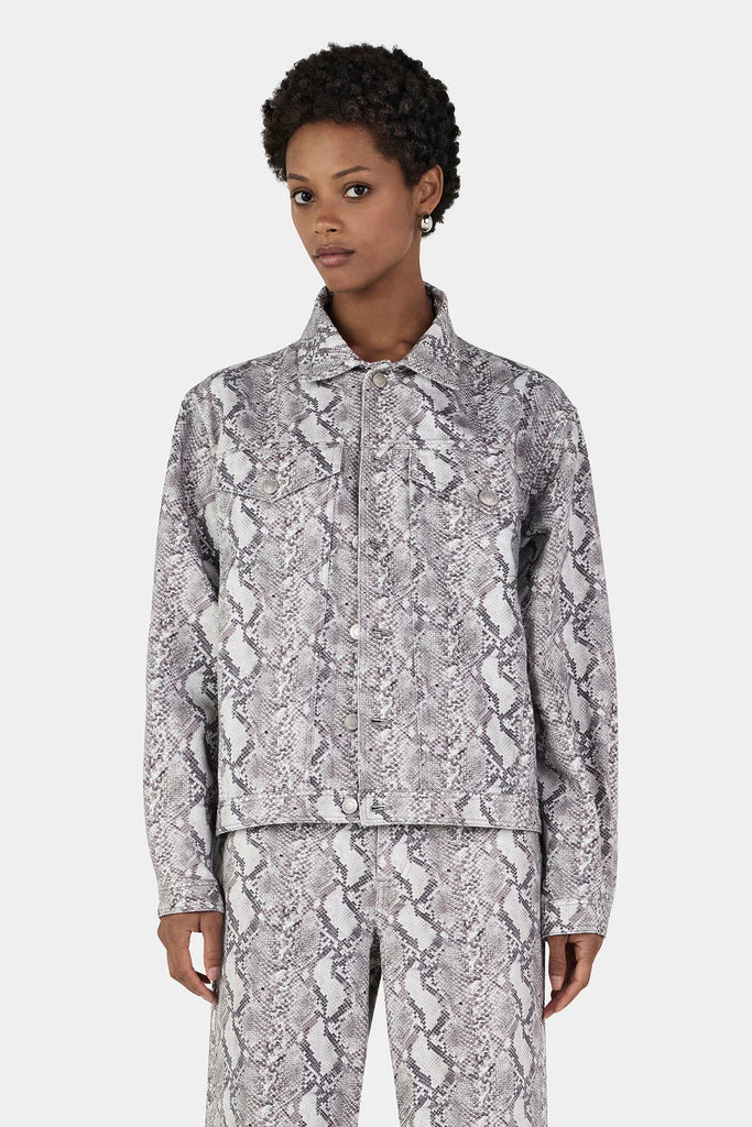 Hansen & Gretel  - Morgan Studded Denim Jacket - Silver Python