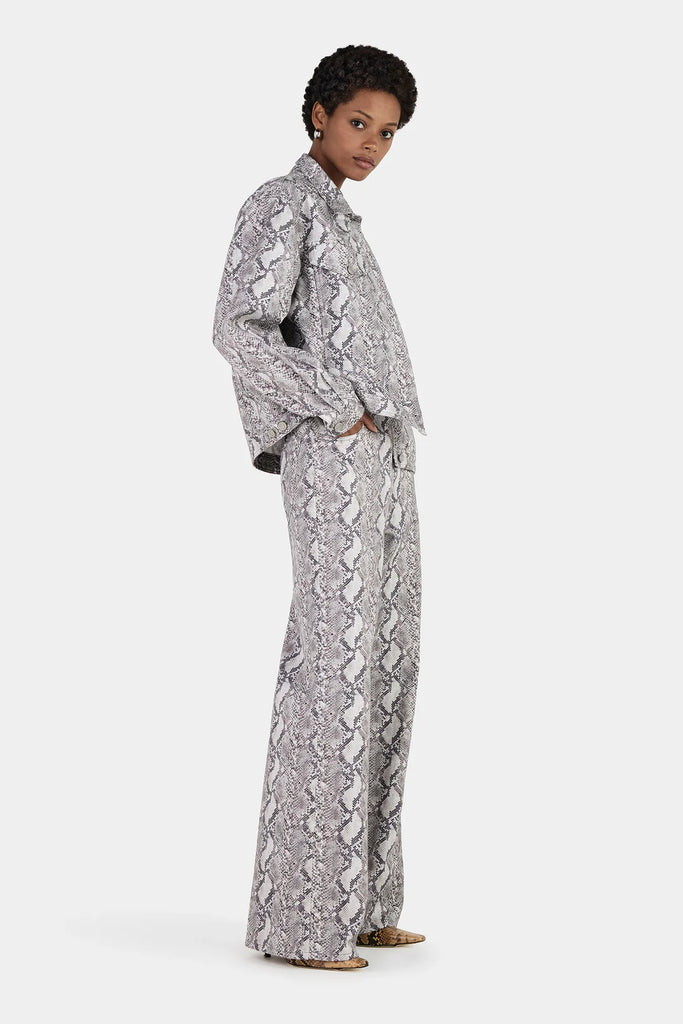 Hansen & Gretel  - Morgan Studded Denim Jacket - Silver Python