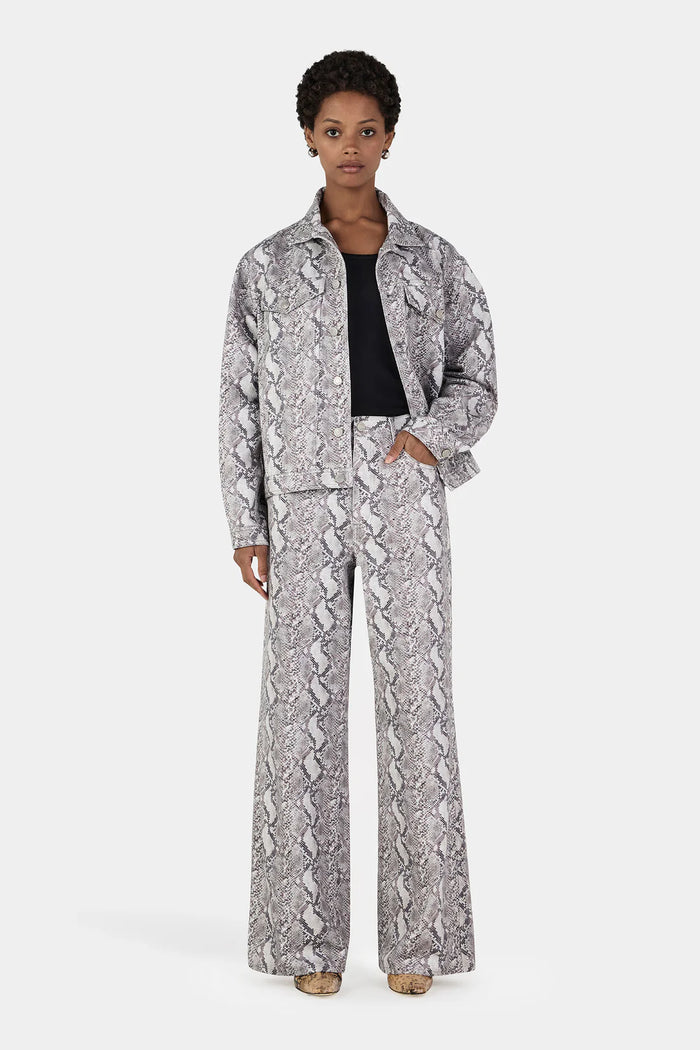 Hansen & Gretel  - Morgan Studded Denim Jacket - Silver Python
