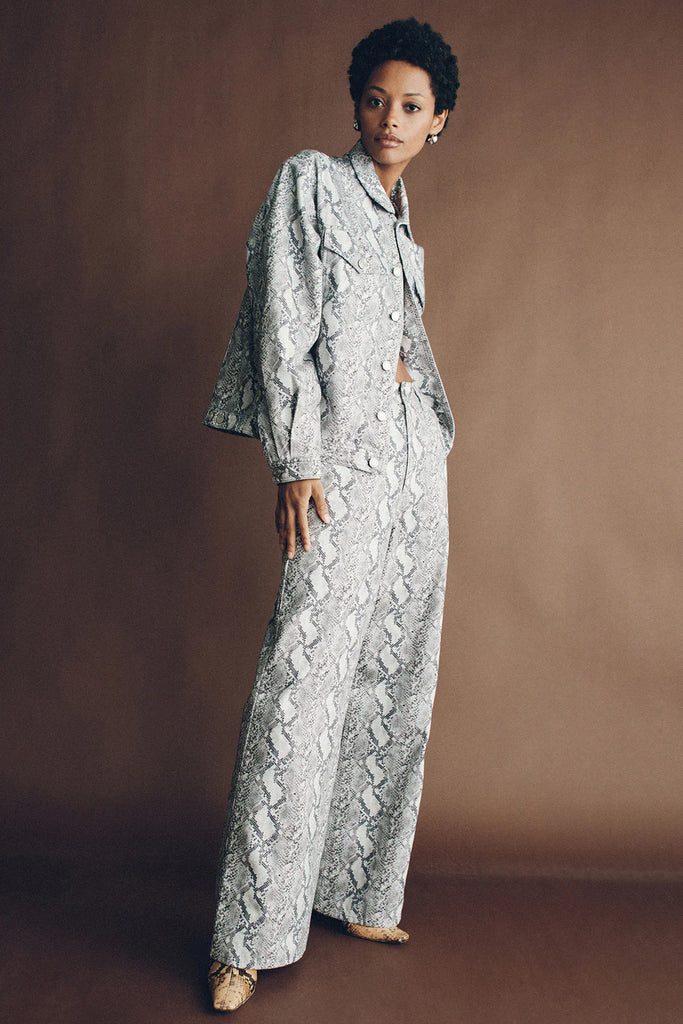 Hansen & Gretel  - Morgan Studded Denim Jacket - Silver Python