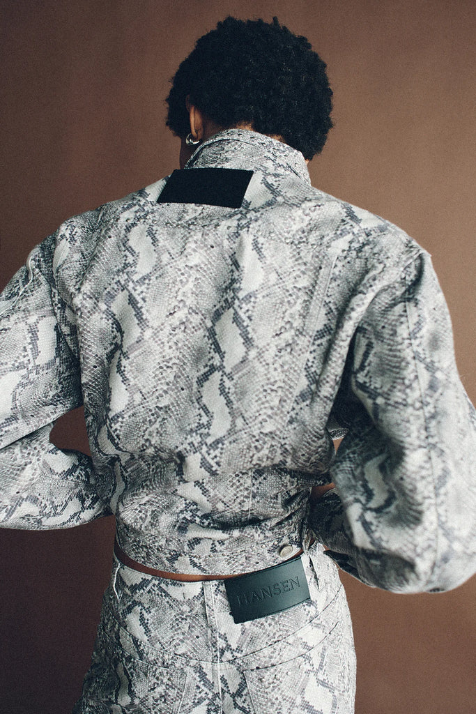 Hansen & Gretel  - Morgan Studded Denim Jacket - Silver Python