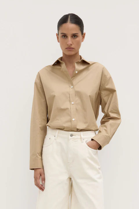 Assembly Label - Marigold Poplin Long Sleeve Shirt - Tan