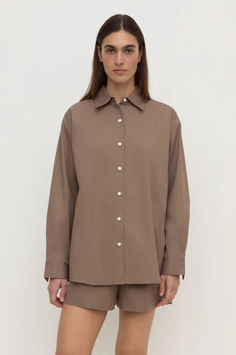 Assembly - Micha Poplin L/S Shirt - Dark Sand