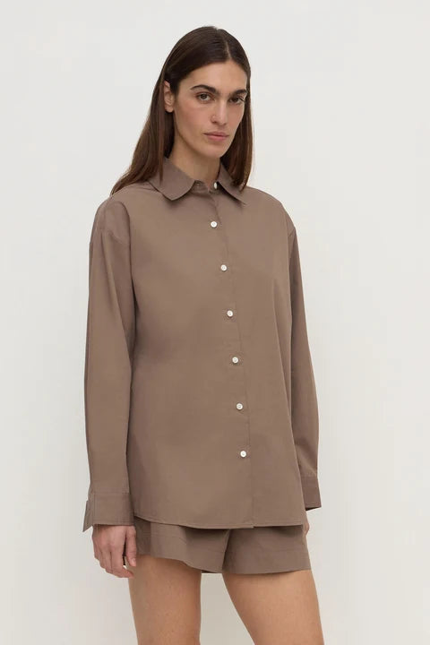 Assembly - Micha Poplin L/S Shirt - Dark Sand
