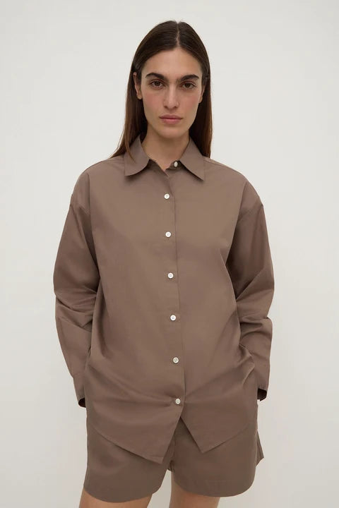 Assembly - Micha Poplin L/S Shirt - Dark Sand