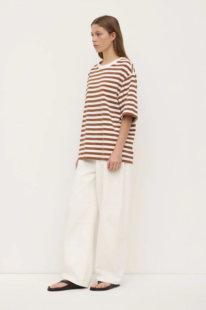 Assembly - Monte Stripe Cotton Short Sleeve Tee - Earth/Anique White