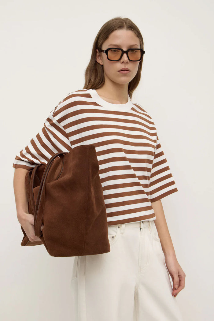 Assembly - Monte Stripe Cotton Short Sleeve Tee - Earth/Anique White