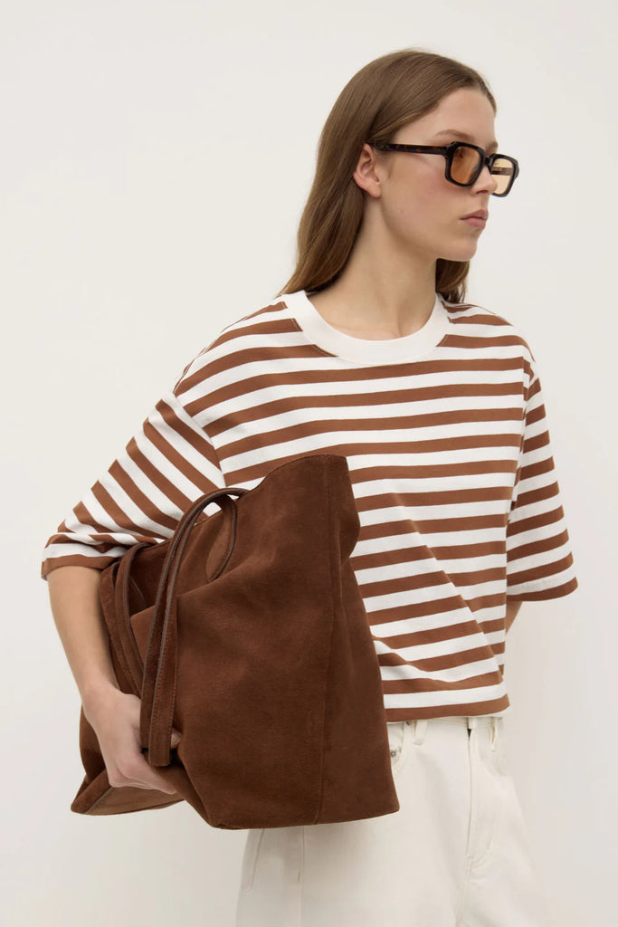 Assembly - Monte Stripe Cotton Short Sleeve Tee - Earth/Anique White