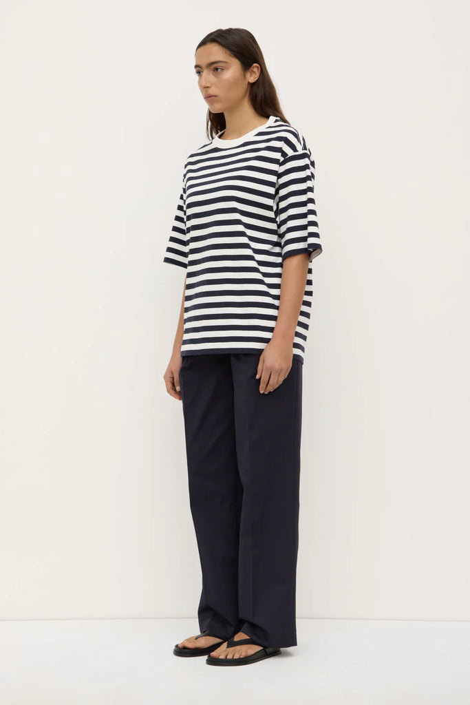 Assembly Label - Monte Stripe Cotton Short Sleeve Tee - True Navy/White Stripe
