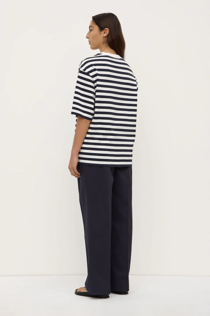Assembly Label - Monte Stripe Cotton Short Sleeve Tee - True Navy/White Stripe