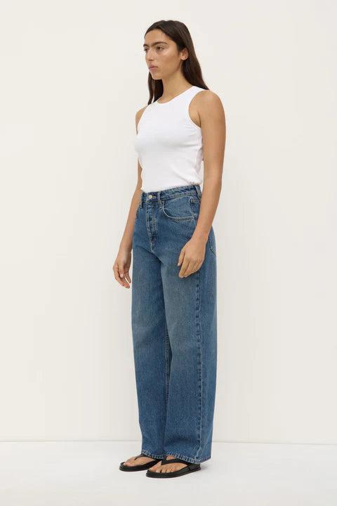 Assembly Label - Oversized High Rise Jean - Dark Indigo Fade