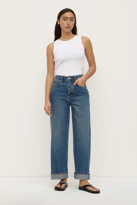 Assembly Label - Oversized High Rise Jean - Dark Indigo Fade