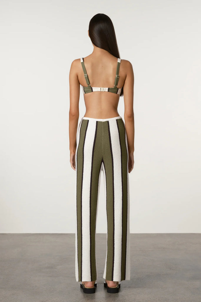 Zulu &  Zephyr- Olive Stripe Textured Knit Pant- Olive Stripe