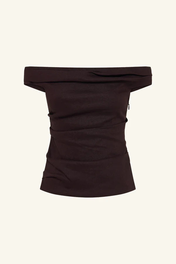 Shona Joy - Brooke Off Shoulder Top - Ganache