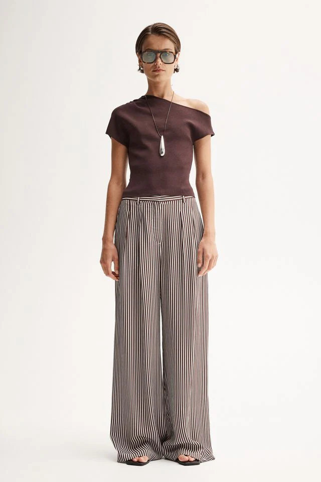 Elka - Jamie Stripe Pant - Brown Stripe