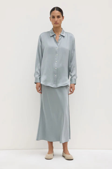 Assembly Label - Pippa Silk Long Sleeve Shirt - Cloud