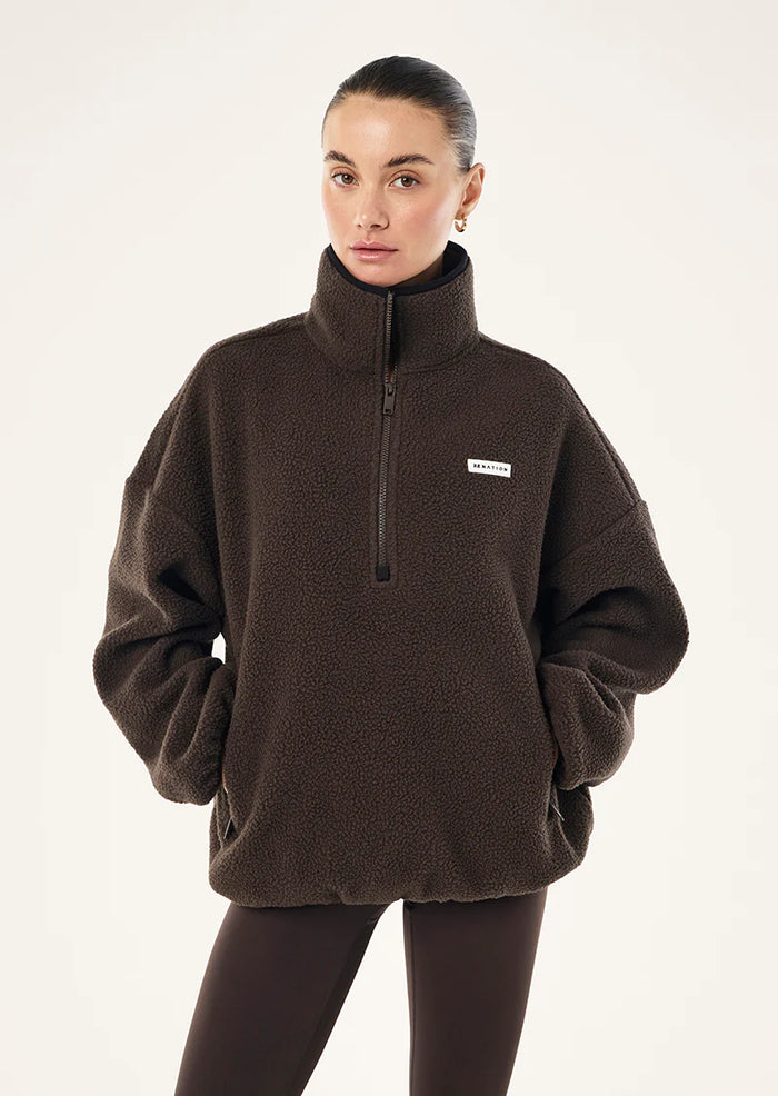 P.E Nation - Rotate Quarter Zip - Coffee