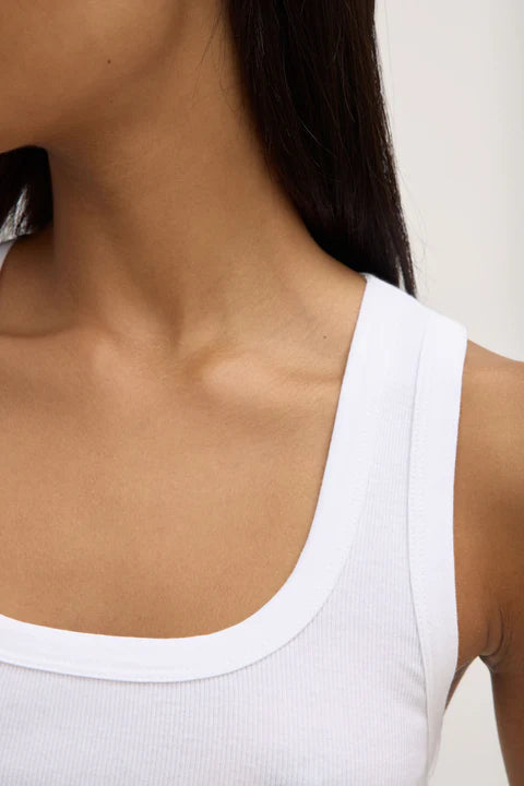 Assembly Label - Robyn Scoop Neck Rib Tank - White