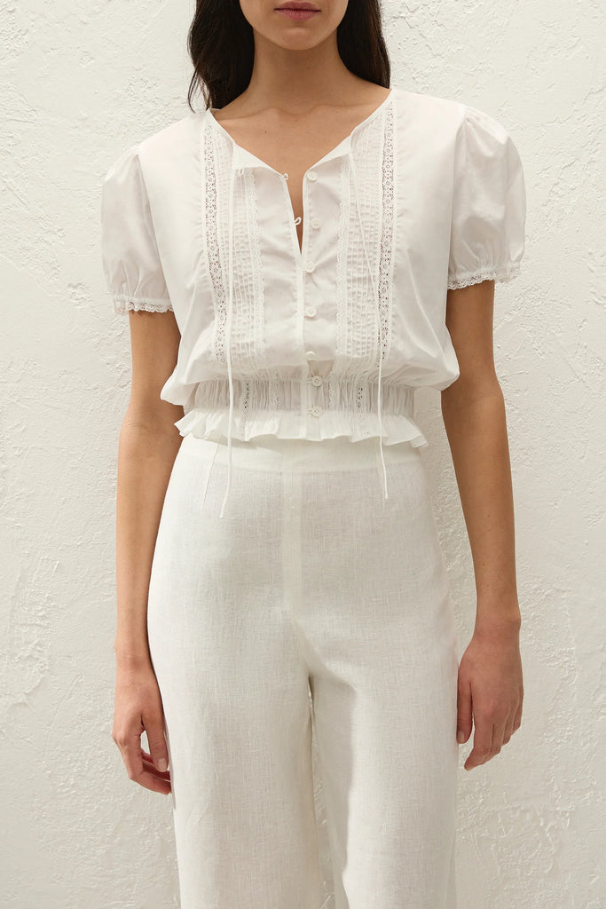 Faithful- Fiora Blouse- Fresco Lace -White