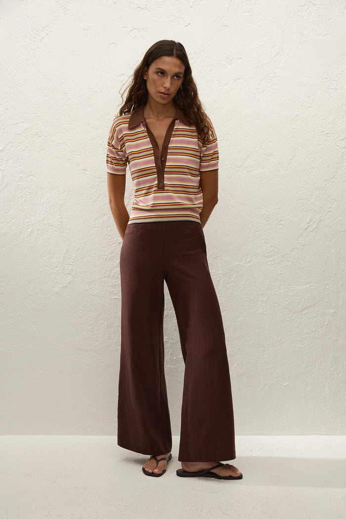 Faithful - ABLE POLO SHIRT - LUIS STRIPE DUSTY MAUVE