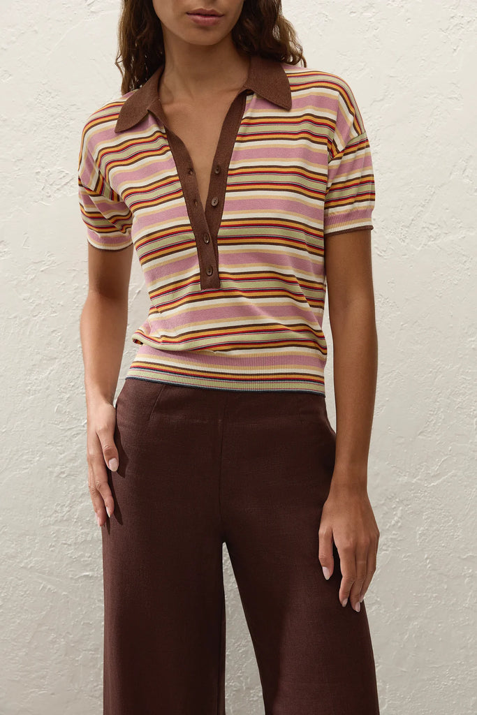 Faithful - ABLE POLO SHIRT - LUIS STRIPE DUSTY MAUVE