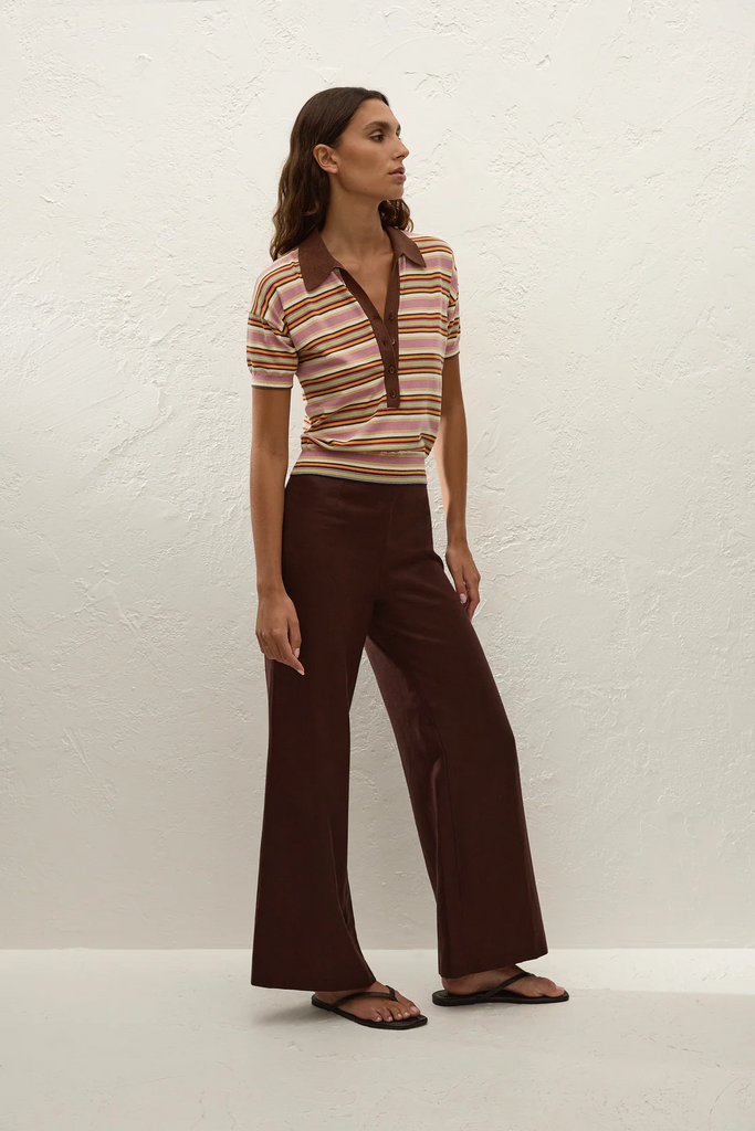 Faithful - ABLE POLO SHIRT - LUIS STRIPE DUSTY MAUVE