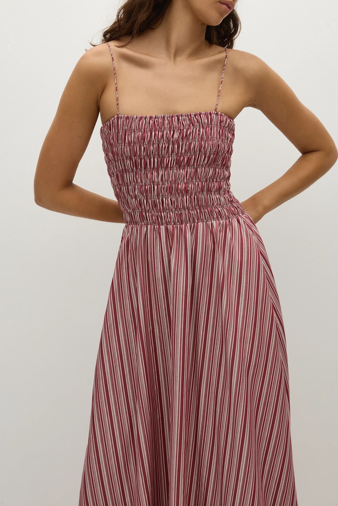 Faithfull The Brand - Anniken Maxi Dress - Burgundy Stripe