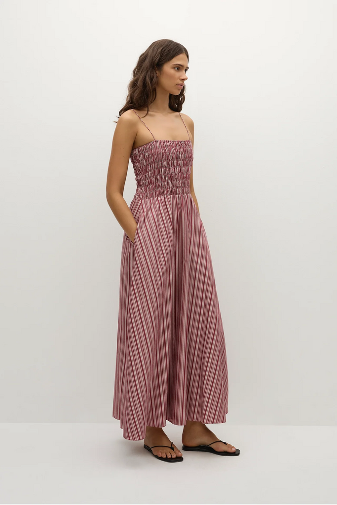 Faithfull The Brand - Anniken Maxi Dress - Burgundy Stripe